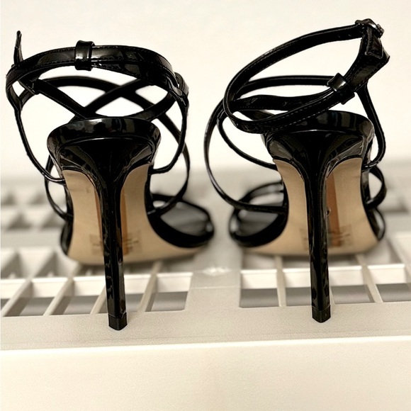 NIB Sam Edelman Delanie Black Patent Strappy Stiletto Heels - Picture 7 of 11